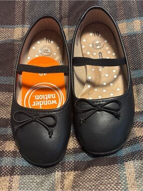 BNWT Wonder Nation Black Girls' Mary Jane Ballet Flats with Bow